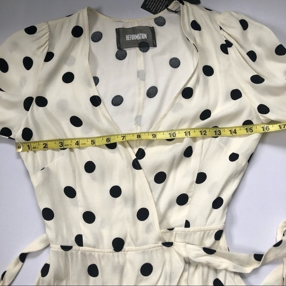 REFORMATION Opal Polka Dot Wrap Top Size XS - Picture 6 of 12